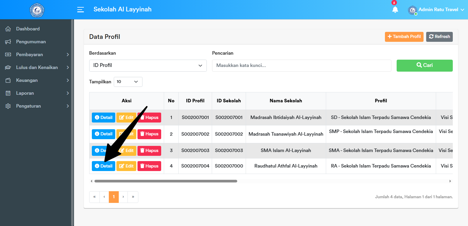 Tombol Detail Profil